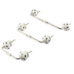 Poignée d'armoire en vrac fait à la main en céramique blanc noir étoile Antique Design en gros commode Lot Vintage tiroir armoire porte tirer - Product Image 4