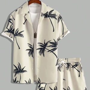 Breathable Men's Casual Beech Wear Summer Shirt 300 Grams Quick Dry Eco-Friendly Short Sleeve Floral Print Design 100% Polyest - Product Image 3
