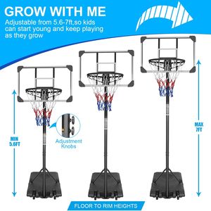 Canestro da Basket Portatile 28 Pollici, Altezza Regolabile 5.6-7 Piedi, Base Stabile con Ruote, per Interni/Esterni, Cerchio Personalizzabile con Logo - Product Image 3