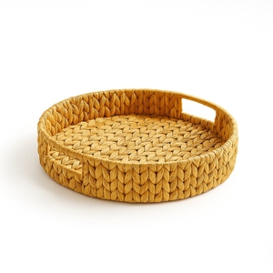 Handmade Water Hyacinth Eco-Friendly Lightweight Boho Kachuripana Serving <b>Basket</b> <b>Table</b> Top Multifunction Natural Home Organizer - Product Image 1