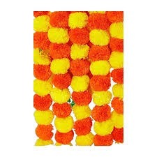 Guirlande de fleurs artificielles en plastique pour décoration de mariage indien traditionnel, fleurs de souci, clochettes, pour Mehndi, Haldi, Noël - Product Image 4