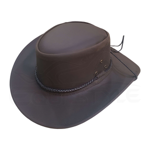 Custom Made Leather Western <b>Hats</b> Chocolate Brown Cord <b>Band</b> Wide Brim Lightweight Unisex Adult Winter Travel Factory Price - Product Image 1