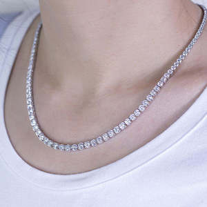 Fine Jewelry Hip Hop Lab Grown Diamond Round Brilliant Cut <b>Tennis</b> Chain <b>Necklace</b> for Classic Wedding Jewelry - Product Image 1