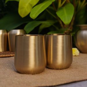 Copper Drinking Cups Traditional Chinese Design Round Metal Mugs for Kitchen Bar Use Set of 6 - Product Image 2