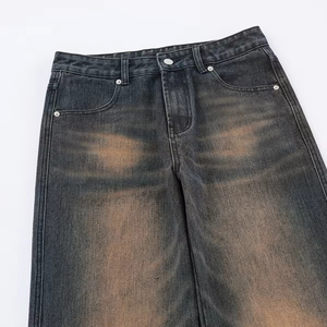 <span class=keywords><strong>Jean</strong></span> crayon <span class=keywords><strong>taille</strong></span> mi-haute pour <span class=keywords><strong>femme</strong></span> grande <span class=keywords><strong>taille</strong></span>, déchiré, délavage foncé, coupe droite, longueur intégrale, décontracté, respirant, fermeture éclair, en denim - Product Image 3