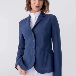 Chaqueta de Equitación para Mujer con Paneles Elásticos de Algodón, Elegante y Funcional en Colores de Competición, Azul Marino y Gris - Product Image 5