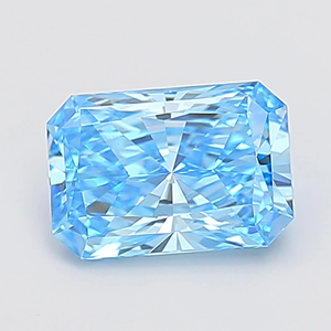 Pierre de diamant de laboratoire de couleur bleu émeraude, taille émeraude, pour la création de bijoux - Product Image 2
