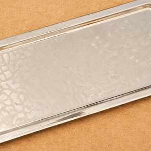 Plateau de service rectangulaire en acier inoxydable de luxe nordique, plateau décoratif en métal argenté pour table basse ottoman, décoration intérieure - Product Image 5