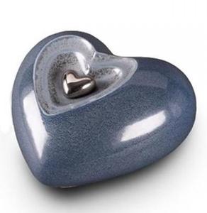Urne funéraire miniature en forme de cœur bicolore bleu pour cendres, cœur pour cendres funéraires en métal laiton/aluminium - Product Image 5