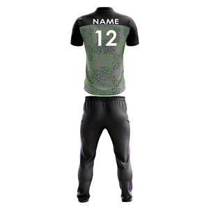 ชุดยูนิฟอร์มคริกเก็ตชาย เสื้อโปโลแขนสั้น กางเกงเอวยางยืด ลายพิมพ์เรขาคณิต ผ้าโพลีเอสเตอร์ซับเหงื่อ - Product Image 5