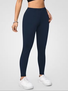 Women's High-Waisted Thermal Soft Breathable <b>Shaping</b> <b>Leggings</b> Solid Color Ankle-Length Casual Pants - Product Image 4