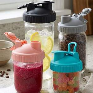 Custom logo Pavico Wide Mouth <b>Plastic</b> <b>Jar</b> BPA-Free Clear <b>Plastic</b> Wide Mouth Container with Flip Spout Lid for Beverage Storage - Product Image 1