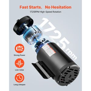 Motor Eléctrico de 10 HP, 1770 RPM, Motor para Compresor de Aire, Rotación CW/CCW, Diámetro del Eje de 1.375 Pulgadas, Longitud del Eje de 3.88 Pulgadas, 40 N.m, 50/60 Hz - Product Image 3