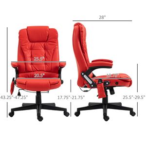 Sedia da Ufficio Massaggiante Riscaldata con 6 Punti di Vibrazione, Reclinabile, con Braccioli e Telecomando, in Materiale PU e Nylon - Product Image 3