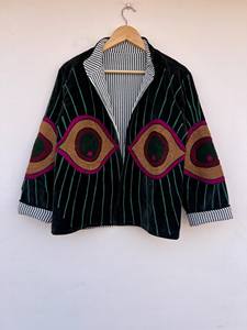 Chaqueta de Algodón con Bordado Floral, Reversible, Impermeable, Ecológica, Acolchada, de Terciopelo Suzani, Talla Grande, para Adolescentes |   Playa de Invierno - Product Image 5