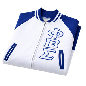 Chaqueta Varsity Blanca de Felpa Phi Beta Sigma, Ropa de Fraternidad Griega con Estilo Universitario Clásico, Calidez y Comodidad Premium - Product Image 6