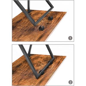 Set of 2 <b>Rustic</b> Brown Industrial Snack Tray <b>Tables</b> for Small Spaces -olding TV <b>Coffee</b> <b>Tables</b> for Eating at Couch - Product Image 5