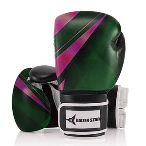 Gants de boxe Daizen Star, violet et vert, en PU, fermeture à lacets, respirants, avec poignets lacés, pour adultes - Product Image 4