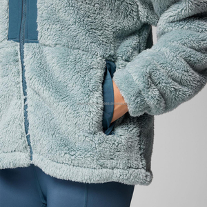 แจ็กเก็ตขนแกะสีฟ้ามีซิปสำหรับผู้หญิงเสื้อโค้ทลำลองสำหรับฤดูใบไม้ร่วงและฤดูหนาว - Product Image 5