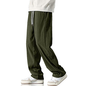 กางเกงจ็อกเกอร์ลำลองผู้ชายขายส่งแบบ OEM มีกระเป๋าข้าง เอวกลาง ผ้าฝ้าย ทรงตรง ลายเรียบ กางเกงวอร์มผู้ชาย - Product Image 1