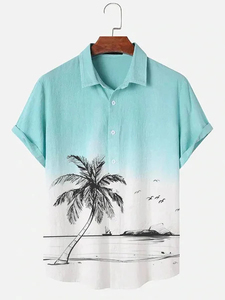 2026 Breathable Beaded Hawaiian Print Casual Short Sleeve <b>Shirt</b> for Men European Size Beach - Product Image 1