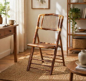 Wholesale Bamboo Folding Chair Natural Finish Durable Frame Lightweight Event Seating for Wedding <b>Outdoor</b> Indoor Use OEM ODM - Product Image 1