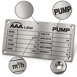 Plaque d'identification d'équipement personnalisée en aluminium et acier inoxydable avec informations techniques – Fournisseur OEM - Product Image 3