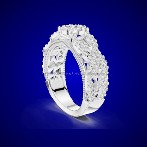Vente en gros Bague en or 14 carats ajustable avec diamant Bijoux tendance avec strass - Product Image 3