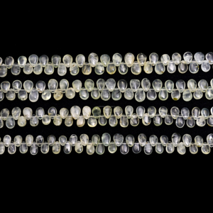 Perles de pierre précieuse naturelle de préhnite de qualité supérieure, lisses, en forme de poire, brin de 8 pouces, certifiées par un tiers, origine Afrique, vente en gros - Product Image 1