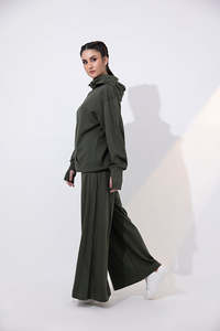 Custom Women Oversized Hoodie With Mask <b>Set</b> Wide Leg Pants Casual Fleece Two Piece Lounge <b>Set</b> OEM Supplier. - Product Image 5