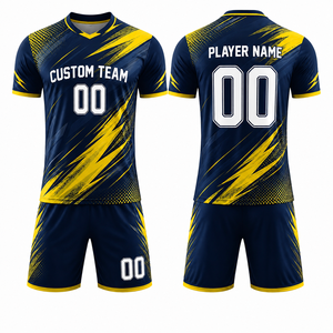 Tenue de football classique deux pièces pour homme, maillot respirant en mesh, short athlétique, vêtements d'entraînement et de match, personnalisable - Product Image 3