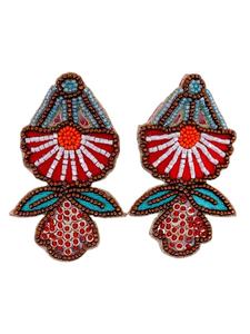 Boucles d'oreilles brodées multicolores pour femmes Bijoux en résine Besign Produit de mode en gros pour cadeaux Boucles d'oreilles brodées - Product Image 5