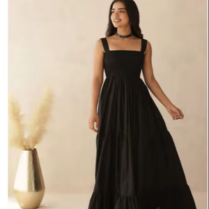 Robe longue décontractée sans manches pour femme, motif floral, idéale pour la plage, en coton et lin, coupe ample, imprimé floral, personnalisable pour l'été - Product Image 1