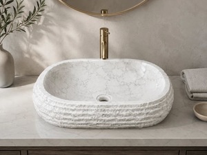 Vasque ovale en marbre naturel, sculptée à la main, moderne, pour salle de bain de luxe, hôtel, meuble-lavabo, salle à manger – Fournisseur en gros - Product Image 1