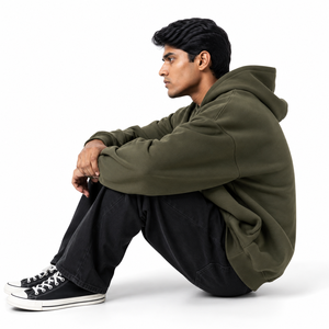 Sudadera con capucha oversize de algodón pesado para hombre, con hombros caídos, efecto desgastado por el sol, estilo streetwear, venta al por mayor - Product Image 3