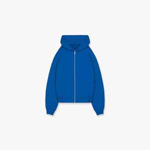 Sudadera con Capucha Azul para Hombre, Corte Holgado, Color Sólido, Tejido de Punto, 100% Algodón, Antiarrugas, Estilo Urbano, 420 Gramos, Casual - Product Image 1
