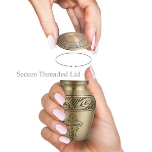 Classic Aluminum <b>Keepsake</b> <b>Memorial</b> Cremation Urn Ash Holder Crafted With Elegant Surface Texture And Stylish Appeal - Product Image 3