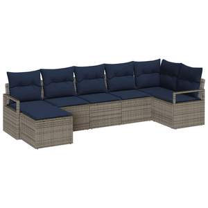 Set di divani in polyrattan grigio da 7 pezzi, elegante collezione di mobili da giardino - Product Image 2