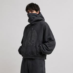 เสื้อฮู้ดดี้โอเวอร์ไซส์แบบสวมหัวสำหรับฤดูหนาว OEM/ODM  สำหรับทุกเพศ  พร้อมหมวกคลุมหน้าในตัว  ผ้าโพลีเอสเตอร์/คอตตอน  โลโก้แบบดิจิตอลสั่งทำได้  น้ำหนัก 350 กรัม - Product Image 2