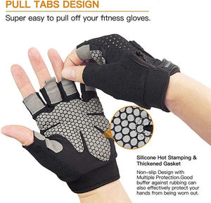 Gants de musculation et de bodybuilding en cuir respirant rouge et noir avec logo personnalisé - Durables et unisexes - Product Image 5