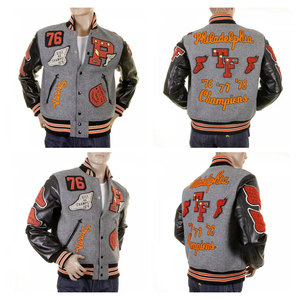 Vestes universitaires de style varsity pour l'automne, logo personnalisé, manches longues, vestes varsity vierges, veste de baseball décontractée pour hommes - Product Image 6