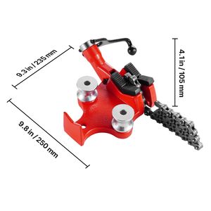 Morsa a catena manuale per tubi per impieghi gravosi con capacità di 1/8" e 5", base robusta in ghisa da 26", supporto per morsa regolabile con attacco a gancio - Product Image 5