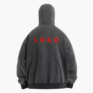 Hoodie Masqué Homme en Coton Épais Effet Délavé avec Fermeture Éclair Intégrale – Nouvelle Collection à Succès - Product Image 2