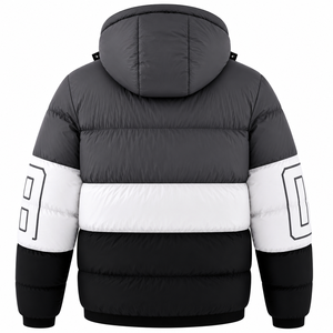 Men's Winter Color Block Hooded Puffer Jacket With Zip Closure And Pocket Design Sporty Style Windproof Thick Polyester Filling - Product Image 4