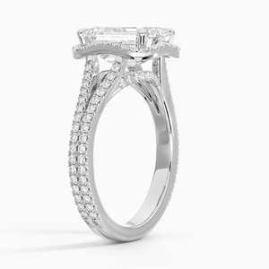 Anillo de Compromiso Fortuna Halo con Moissanita Corte Esmeralda y Engaste de Puntas Chapado en Oro de 14K para Boda y Aniversario - Product Image 6