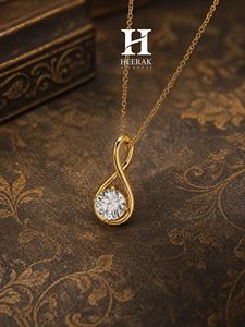 Elegante Collar con Colgante Solitario Infinito, Chapado en Oro de 14k, con Diamante de Corte Redondo para Mujer, Joyería de Regalo Significativa - Product Image 3