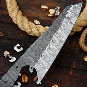 Custom Handmade Damascus Steel Clip Point Straight Edge Blank Blade Handle 12-inch Industrial/DIY Chef <b>Knife</b> - Product Image 2