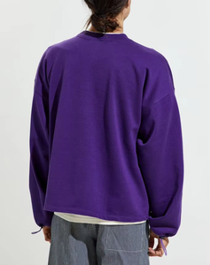 Suéter de Punto para Hombre, Cuello Redondo, Color Morado, Estilo Holgado, de Algodón, Informal, para Otoño - Product Image 6
