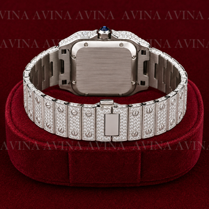 Montre Hip Hop de Luxe pour Femme avec Diamants Moissanite, Cadran Carré Entièrement Sertie, Bracelet en Acier Inoxydable, Montre Bijou Personnalisée - Product Image 3
