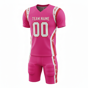 Ensemble de maillot et short de football américain personnalisé avec position du logo sur le devant, 100% polyester, antibactérien, séchage rapide, toutes saisons - Product Image 3